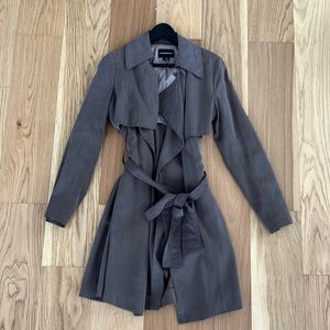 Club Monaco Flowy Trench Coat in Olive Green